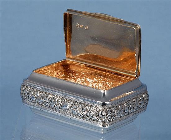 A George III silver table snuff box, by Joseph Wilmore, Length 99mm. Weight: 5.4oz/169grms.